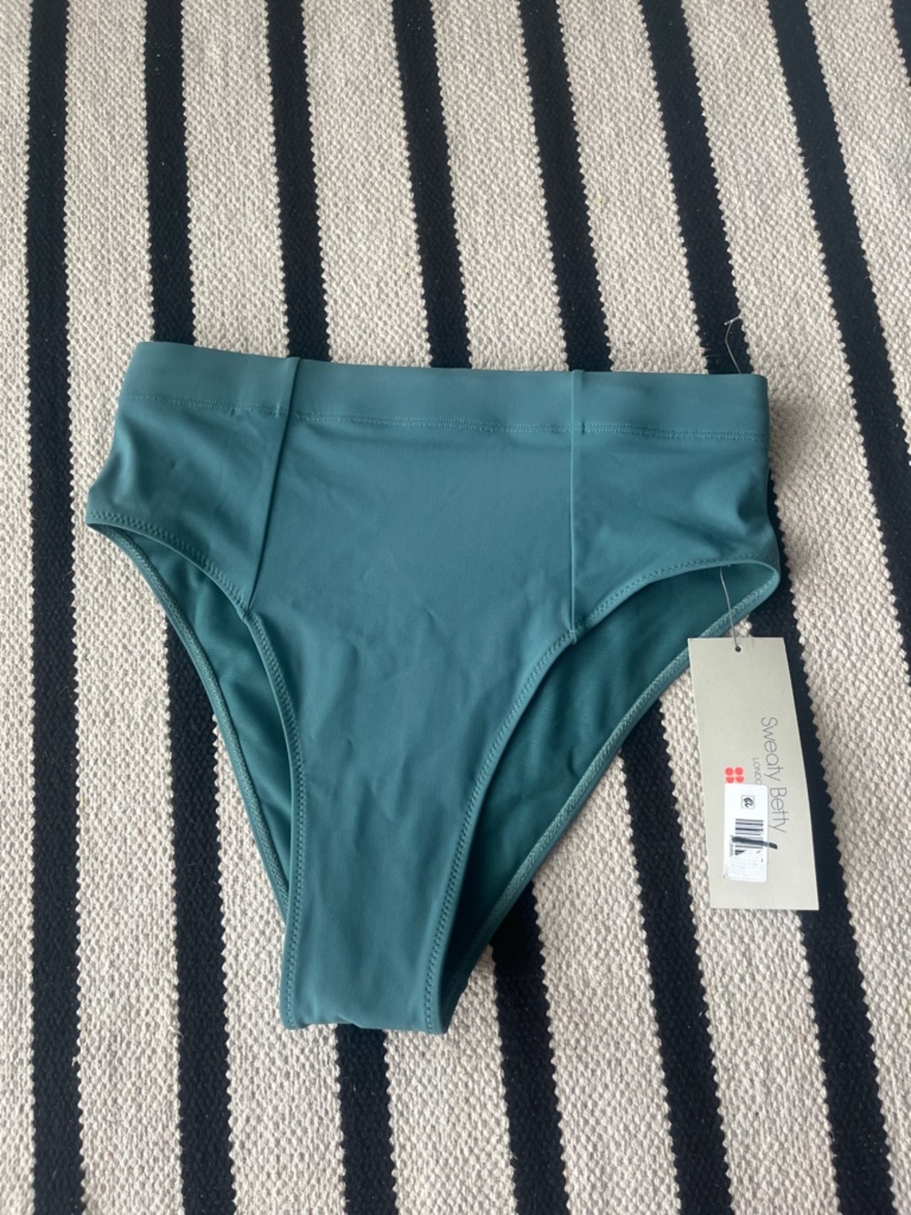 Sweaty Betty High-Waist Bikini Bottoms in Teal Green